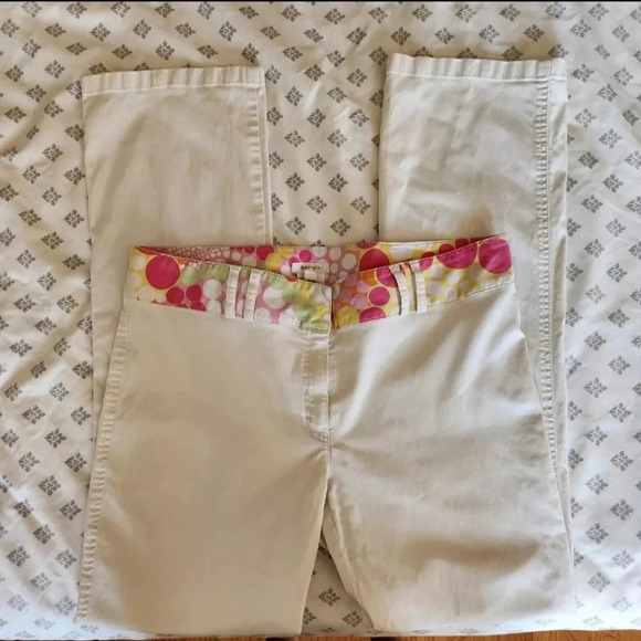 Escada Funky 90s Vintage White Polkadot Bootcut Jeans Y2K Womens Cotton Pants 44 - Picture 8 of 16